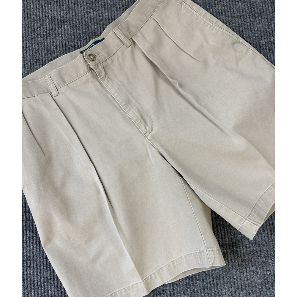 Vintage Polo Ralph Lauren Tyler Shorts Pleated Cotton Chino Khaki 38 USA Preppy